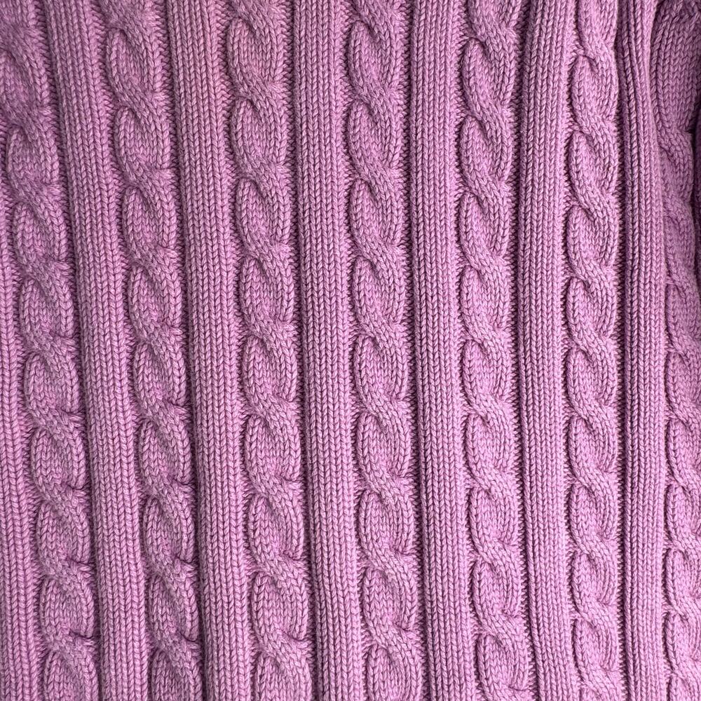 Vintage LL Bean 100% Cotton Sweater Cable Knit Fisherman Pink Women’s XL - Picture 3 of 7